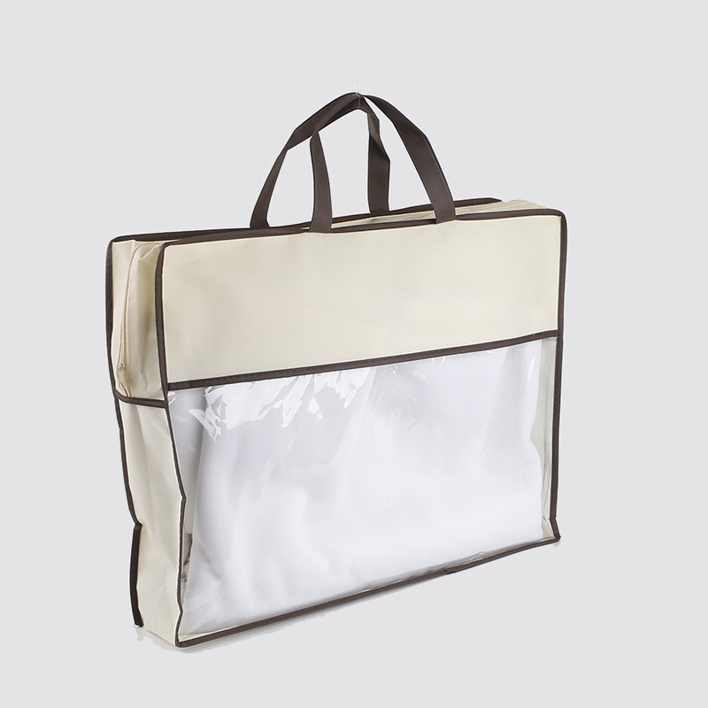 无纺布家纺拉链袋定制透明PVC手提袋子批发棉被四件套包装袋子