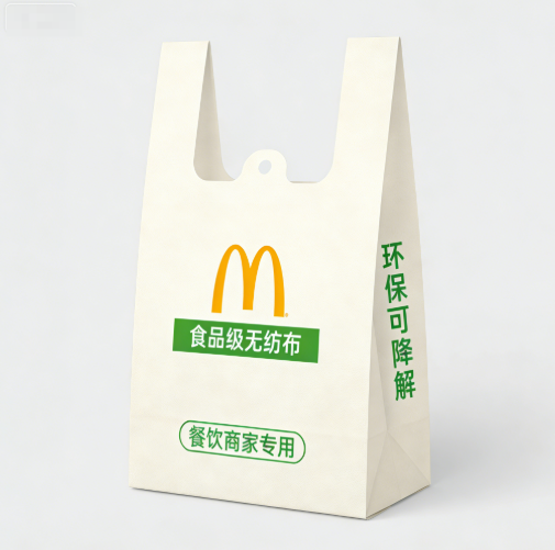 食品级无纺布餐饮外卖袋定制 环保可降解 餐饮商家专用
