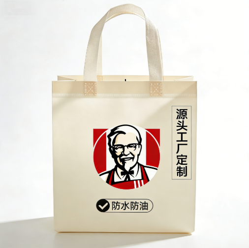 肯德基logo无纺布外卖袋定制 快餐专用 便携轻盈环保打包袋
