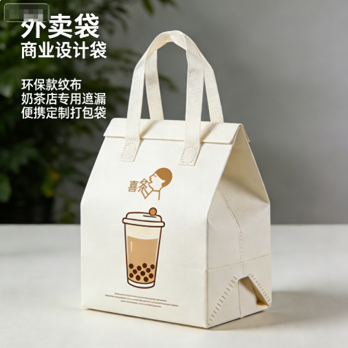 环保无纺布外卖袋 奶茶店专用 防漏便携定制打包袋